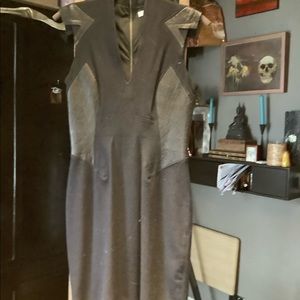 Helmet Lang blistered leather panel dress